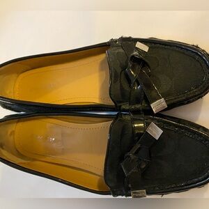 Women’s Black Coach Logo Loafers 8.5
